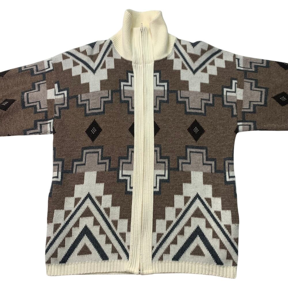 Towncraft Mens LXT XLT Sweater Cardigan Long Sleeve Aztec Tribal Indian Full Zip